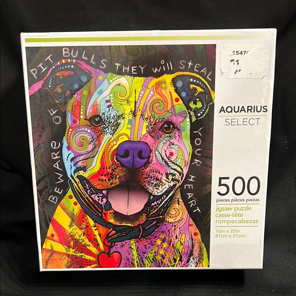 Aquarius Dean Russo Beware Pit Bull 500-Piece Jigsaw Puzzle- NEW